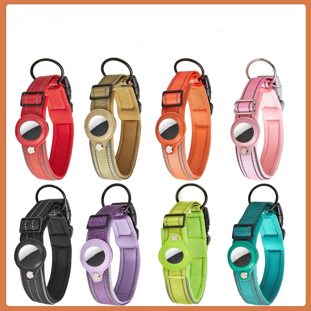 Reflective AirTag Dog Collar, Heavy Duty Dog Collar with Adjustable AirTag Holder Case Accessories for Small Medium Large Dogs
