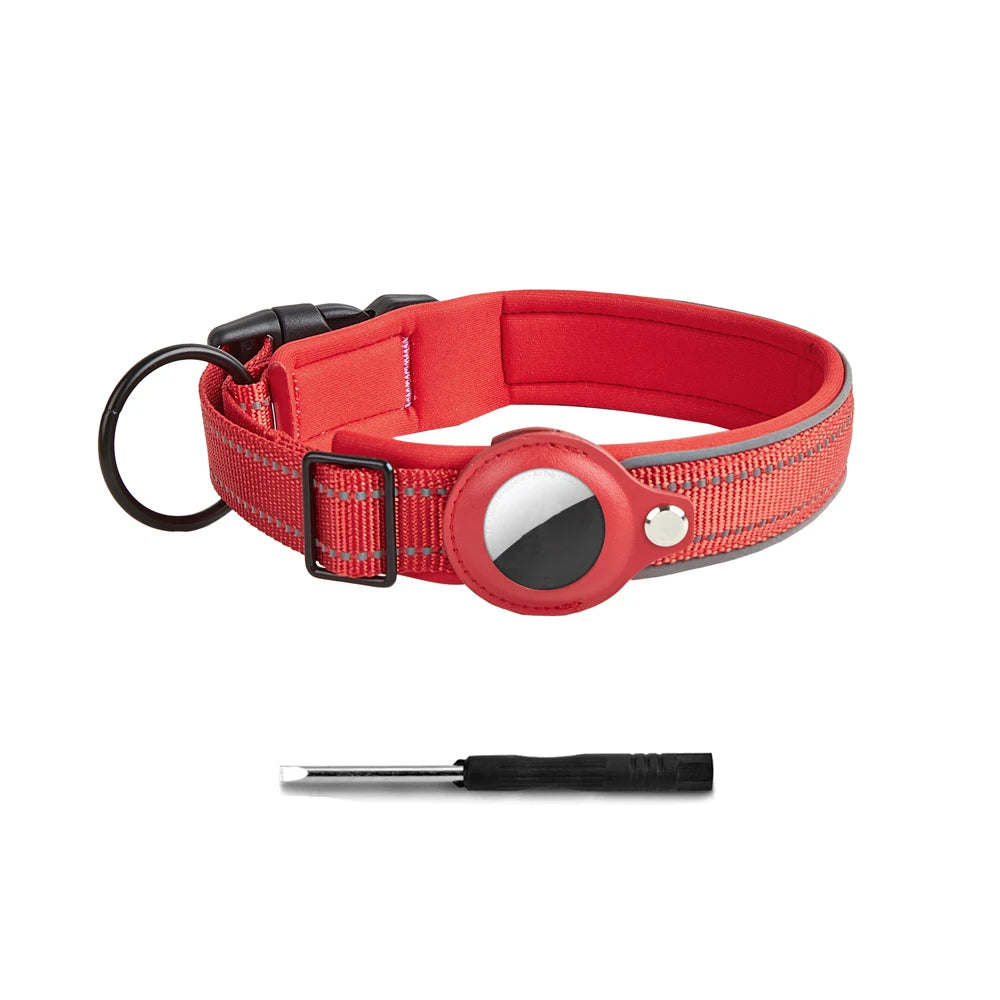 Reflective AirTag Dog Collar, Heavy Duty Dog Collar with Adjustable AirTag Holder Case Accessories for Small Medium Large Dogs