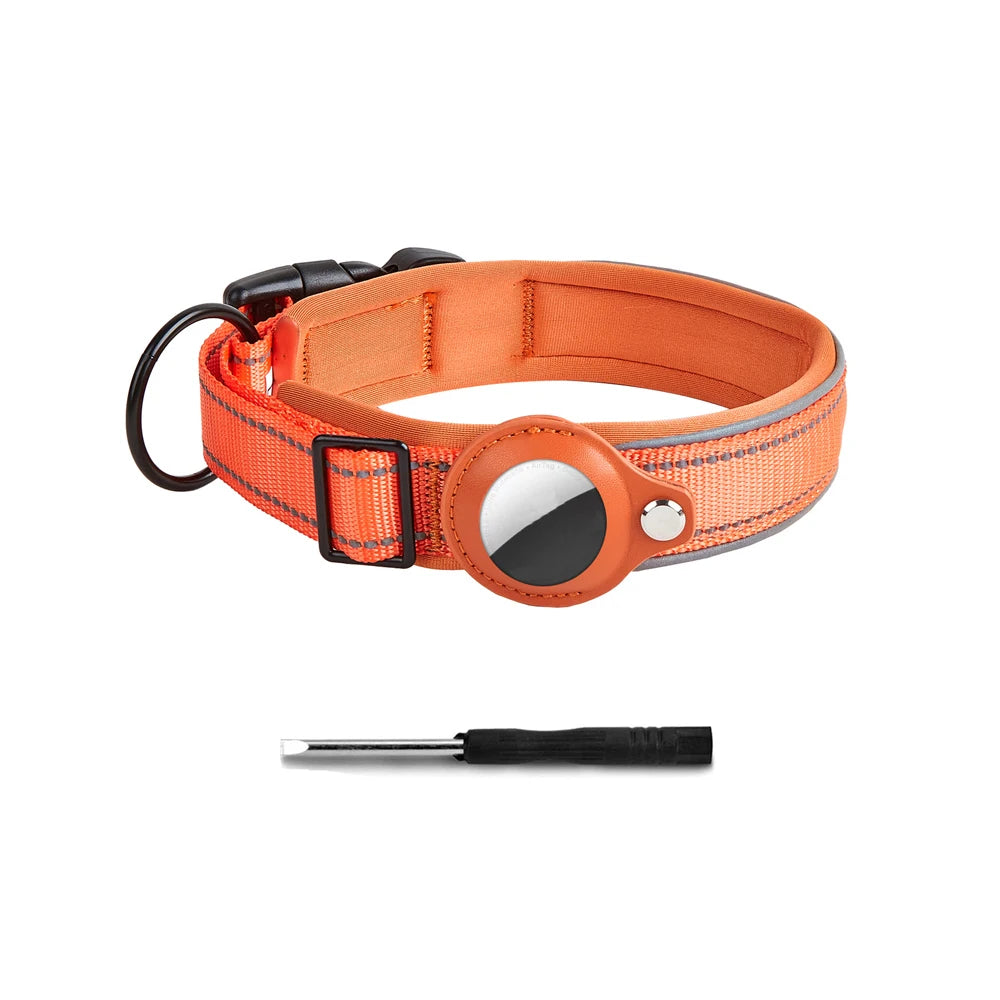 Reflective AirTag Dog Collar, Heavy Duty Dog Collar with Adjustable AirTag Holder Case Accessories for Small Medium Large Dogs
